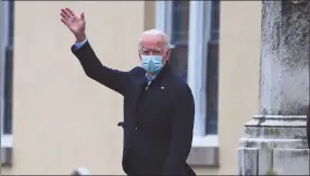  ?? Photo: Nampa/AFP ?? Gearing up… US President-elect Joe Biden waves while leaving the St. Joseph on the Brandywine Catholic Church after attending Mass in Wilmington.
