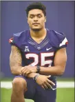  ?? Catherine Avalone / Hearst Connecticu­t Media ?? UConn safety Tyler Coyle poses during media day last week at the Burton Family Football Complex in Storrs.