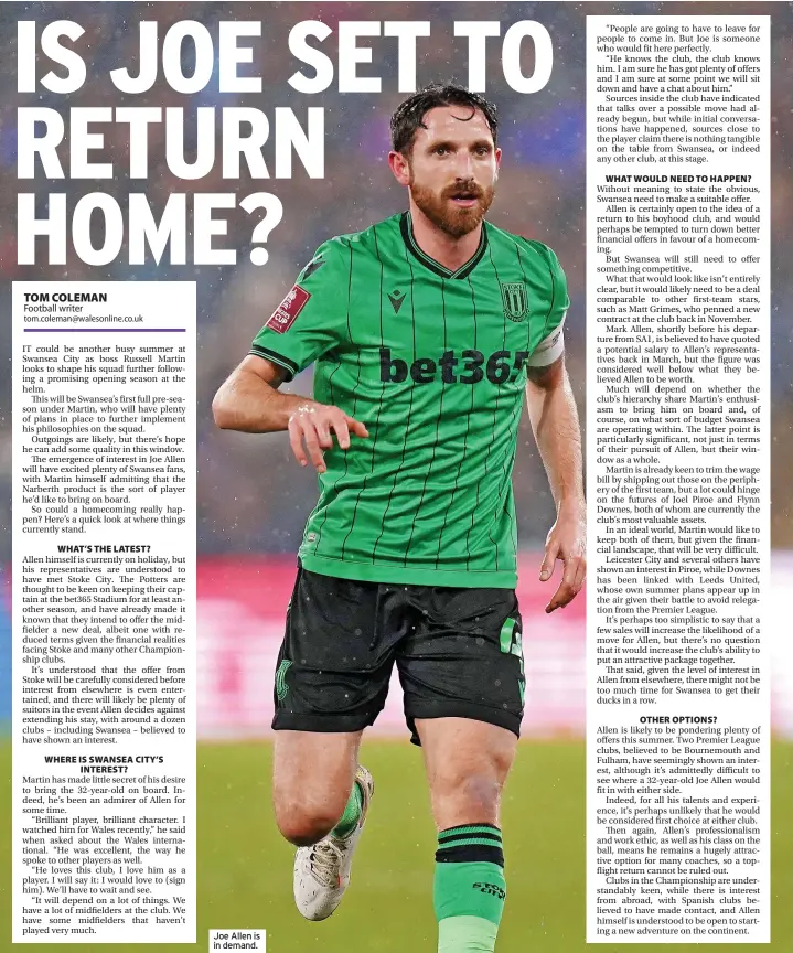  ?? ?? Joe Allen is in demand.