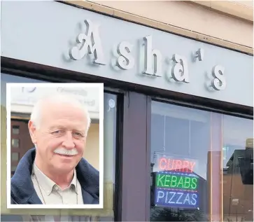  ??  ?? Old Firm lock-in Asha’s in East Kilbride Village and, inset, licensing board chair, Councillor Archie Buchanan