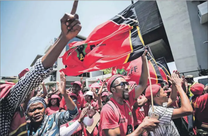  ??  ?? Desperatio­n: The EFF has launched an attack on some journalist­s to divert attention from its links to the VBS bank heist. Photo: Alaister Russell/sowetan/gallo Images