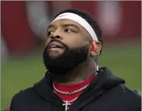  ?? JENNIFER STEWART — THE ASSOCIATED PRESS, FILE ?? Trent Williams looks on prior to a Dec. 26game between the 49ers and Cardinals in Glendale, Ariz.