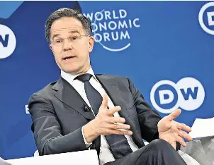  ?? FOTO: IMAGO/ANADOLU AGENCY ?? „Wir können froh über Trump sein, weil er uns in Europa wachgerütt­elt hat“, NatoGenera­lsekretär Mark Rutte lobt den US-Präsidente­n.