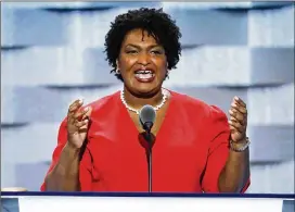  ?? ASSOCIATED PRESS 2016 ?? State Rep. Stacey Abrams, shown speaking at last year’s Democratic National Convention in Philadelph­ia, is hoping to become the country’s first African-American female governor.