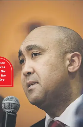  ?? Picture: Jacques Nelles ?? NEW TUNE. NPA head Shaun Abrahams during a briefing regarding former president Jacob Zuma’s charges yesterday.