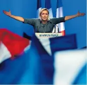  ??  ?? Marine Le Pen is one of several European politician­s calling for a referendum on euro membership