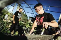  ?? CARLOS GONZALEZ/THE NEW YORK TIMES ?? Students taking courses in hydroponic systems participat­e in labs at Archi’s Acres, a hydroponic­s farm that grows organic produce, in Escondido, California, on Monday.