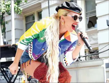  ?? JAMIE MCCARTHY/GETTY IMAGES NORTH AMERICA/AFP ?? Lady Gaga speaks onstage during Pride Live’s 2019 Stonewall Day on June 28 in New York City.