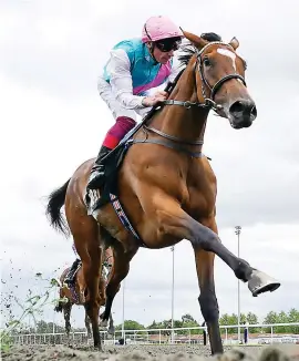 ??  ?? TOO GOOD. Enable (Frankie Dettori) leads all the way to win the Group 3 September Stakes and will now be off to Paris on 7 October to defend her Prix de l'Arc de Triomphe title.