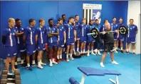  ??  ?? WEIGHT YOUR TURN: Scally goes first in Gills’ new gym