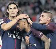  ??  ?? STAR TURN Cavani and Neymar are coming to Glasgow