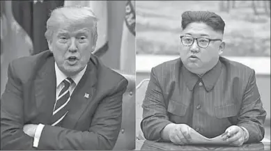  ??  ?? De Amerikaans­e president Donald Trump en ambtgenoot Kim Jong-un. (Foto: KTLA)