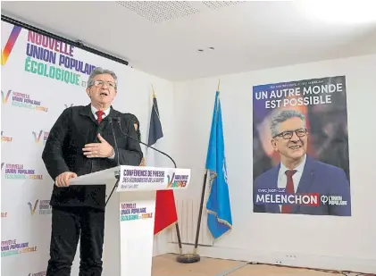  ?? AFP ?? En carrera. El líder populista francés durante un discurso de campaña rumbo a las legislativ­as.