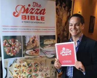  ?? COURTESY MARTIN LEWIS ?? Food writer Steve Siegelman celebrates at the “The Pizza Bible” launch party at Tony’s Pizza Napoletana in San Francisco.