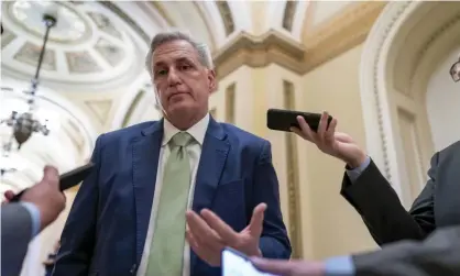  ?? Photograph: J Scott Applewhite/AP ?? Kevin McCarthy talks to reporters at the Capitol in Washington DC on 6 April 2022.