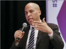  ?? MICHAEL WYKE — THE ASSOCIATED PRESS FILE ?? FILE- In this file photo, Democratic presidenti­al candidate Sen. Cory Booker, D-N.J., answers questions during a presidenti­al forum on the Texas State University campus in Houston.