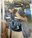  ?? THE ASSOCIATED PRESS ?? A suspect leaves a Walmart with cash after disguising himself as an armoured truck driver.