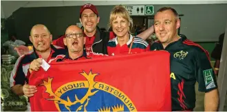  ?? LUKE WALKER/SPORTSFILE ?? Munster supporters at last weekend’s Southern Kings clash at Outeniqua Park in George, South Africa