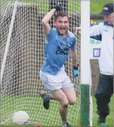  ??  ?? Conor Moore celebrates after scoring the opening goal.