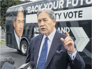  ?? PHOTO: THE NEW ZEALAND HERALD ?? At odds . . . New Zealand First leader Winston Peters on the campaign trail this month.