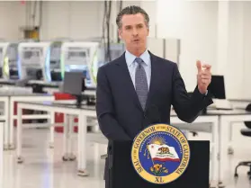  ?? Marcio Jose Sanchez / Associated Press ?? Gov. Gavin Newsom apologized for what he called “a bad mistake” in attending a dinner party that at least contradict­ed the “spirit” of what he preaches.