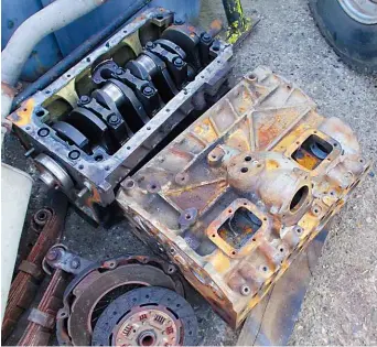  ??  ?? Two dead 200Tdi engine blocks – I try not to throw anything away, but these are past saving