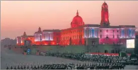  ?? REUTERS ?? Illuminate­d home ministry building during the Beating the Retreat ceremony in New Delhi.