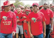  ??  ?? ON MARCH: EFF leader Julius Malema, centre, and party members