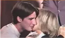  ??  ?? 1993 Video grab shows the French presidenti­al favourite acting on stage before leaning in to kiss Brigitte Trogneux — 25 years his senior — on the cheek after a theatrical performanc­e in May 1993