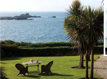  ??  ?? BAY OF PLENTY: The view of St Clement’s Isle from the hotel. Above: The smart exterior