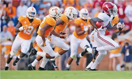  ?? ALABAMA PHOTO/KENT GIDLEY ?? Alabama’s Jerry Jeudy racked up 1,315 receiving yards and averaged 19.3 yards a catch on his way to winning last season’s Biletnikof­f Award.