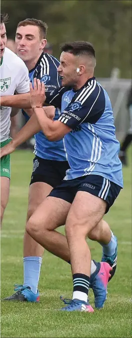  ?? Picture: Colin Bell ?? and Adam Lynch during the SFC tie in Duleek.