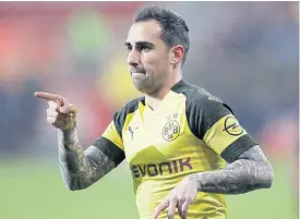  ??  ?? Dortmund’s Paco Alcacer celebrates scoring a goal.