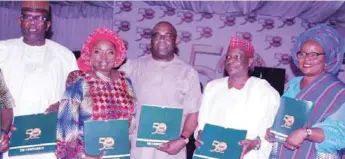  ??  ?? L-R: CEO, FEFA Internatio­nal, Mr Akin Taylor; Administra­tor, Grace Schools, Mrs. Iyiola Edun; Chief Launcher and Chairman, Multi-Choice Nigeria, Mr. Adewunmi Ogunsanya (SAN); Special guest of honour and former Governor of Kano State, Senator Rabiu Musa...