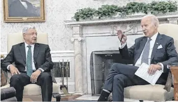  ?? FOTOS: GETTY IMAGES ?? López Obrador y Joe Biden durante una reunión en Washington.