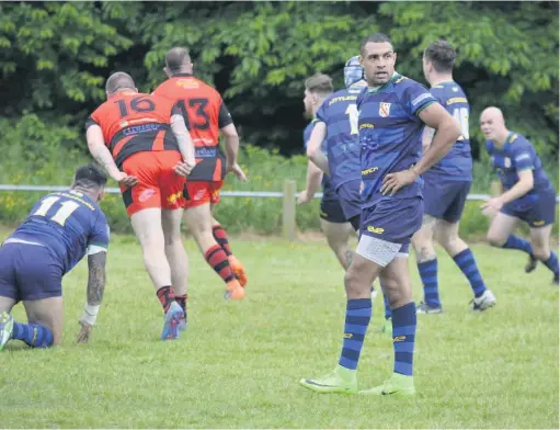  ??  ?? Dom Kershaw organising his defence during Littleboro­ugh’s clash against Aspull New Springs