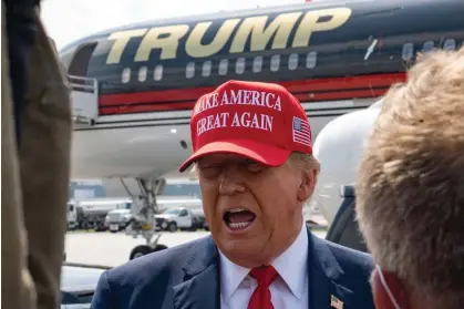  ?? ?? Donald Trump speaks in Atlanta, Georgia, on Wednesday. Photograph: Megan Varner/Getty Images