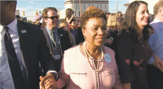  ?? Social Action Media photos ?? Rep. Barbara Lee crosses the Edmund Pettus Bridge, a civil rights era landmark, in Selma, Ala., in a scene from “Truth to Power: Barbara Lee Speaks for Me.”