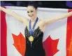  ??  ?? Canada’s Kaetlyn Osmond celebrates after winning the women’s free skate at worlds.