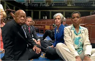  ?? REUTERS ?? Civil rights veteran Senator John Lewis joins the Democrat sit-in at the House of Representa­tives.