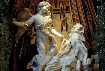  ?? ?? Le Bernin. Extase de sainte Thérèse (détail). 1645-1652. Marbre. 350 cm. Chapelle Cornaro, église Santa Maria della Vittoria, Rome