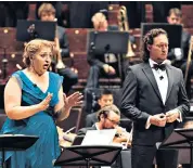  ??  ?? Mistress of the music: Christine Goerke (pictured with Josef Wagner) thrilled as Brünnhilde