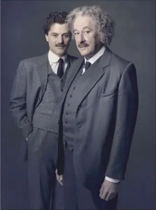  ?? MARCO GROB, NATIONAL GEOGRAPHIC ?? Johnny Flynn, left, plays Albert Einstein as a young man and Academy Award winning Geoffrey Rush plays him as an older man in National Geographic’s new series, “Genius,” premièring on April 25.