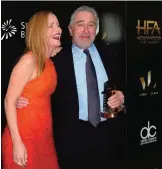  ??  ?? Leslie Mann and Robert De Niro attend the press room at the 2016 Hollywood Film Awards at the Beverly Hilton on Nov 6, 2016 in Beverly Hills, California. — AP