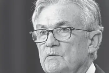  ?? ALEX BRANDON/AP FILE ?? “What we need to see is inflation coming down in a clear and convincing way,” Fed Chair Jerome Powell said in remarks to a Wall Street Journal conference.