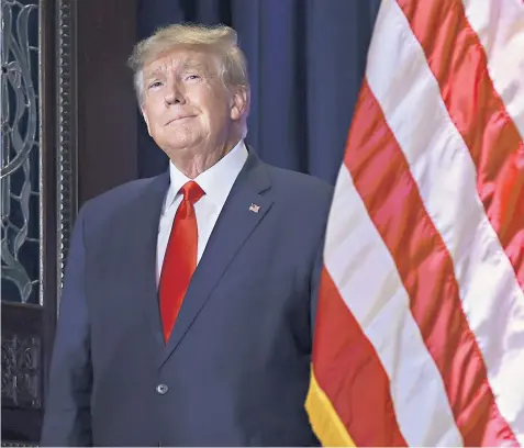  ?? ?? Donald Trump addresses a rally at the South Carolina State House in Columbia in his first visit to the region since announcing his intention to seek the 2024 presidency