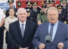  ?? BRAD PRITCHARD METROLAND ?? Former minister Jim Wilson, left, was ousted last Friday along with Andrew Kimber, a top aide to Premier Doug Ford.