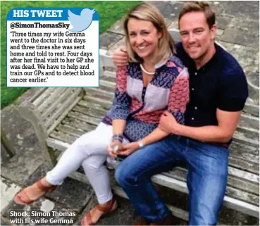  ??  ?? Shock: Simon Thomas with his wife Gemma