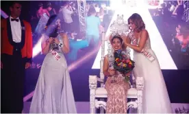  ??  ?? Bhasha Mukherjee being crowned Miss England in Newcastle. Photograph: Christophe­r Thomond/The Guardian