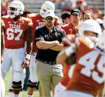  ?? AMERICAN-STATESMAN ?? After close defeats to Oklahoma and Oklahoma State, the Horns are trying to avoid a three-game losing streak for the third straight season. That hasn’t happened since 1954-56. “Awful,” first-year coach Tom Herman said of the losing feeling.